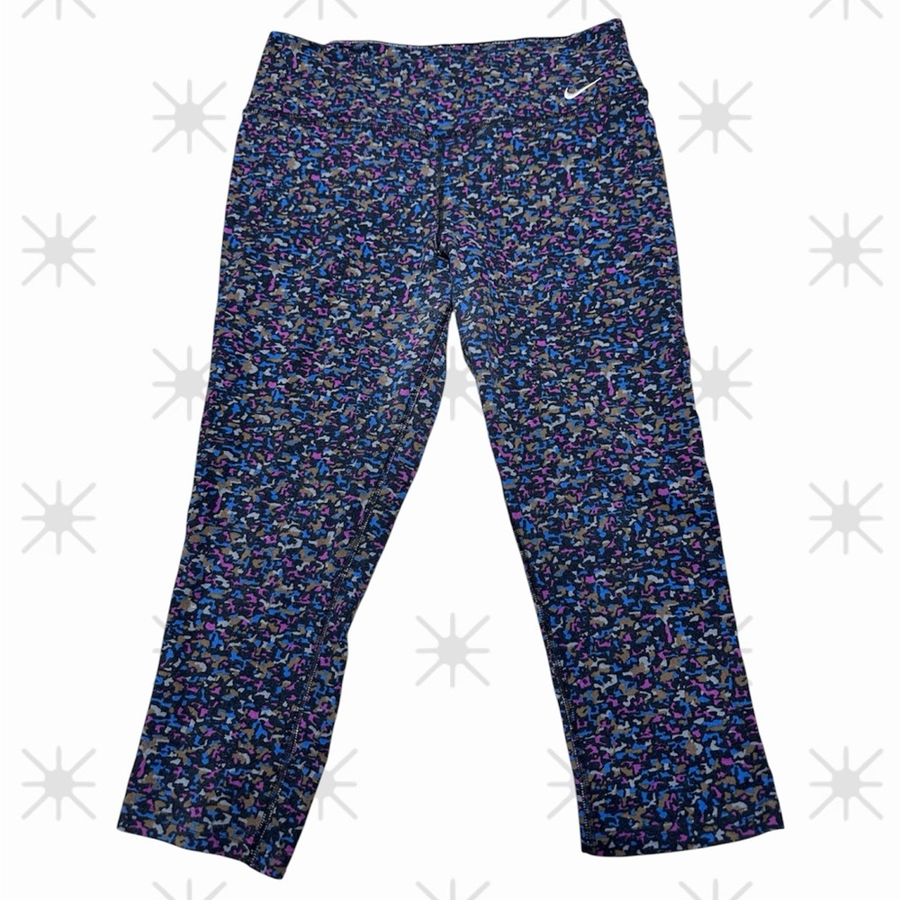 Nike Dri-FIT Printed Cropped Legging Multicolor Abstract Camo Workout Pants Sz M